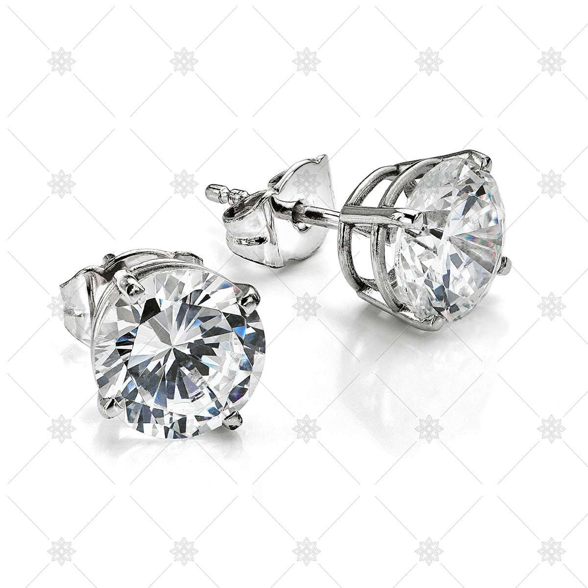 Big Floral American Diamond Earrings